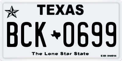 TX license plate BCK0699