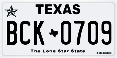TX license plate BCK0709