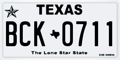TX license plate BCK0711