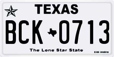 TX license plate BCK0713