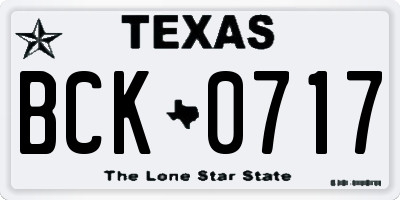 TX license plate BCK0717
