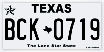 TX license plate BCK0719