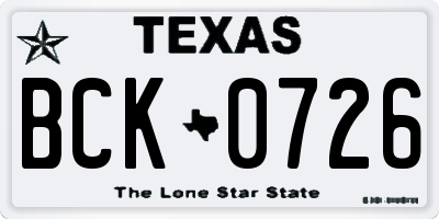 TX license plate BCK0726