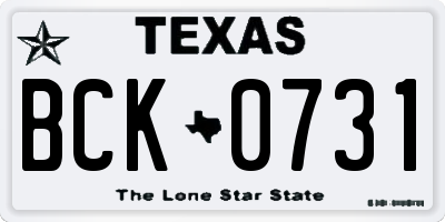 TX license plate BCK0731