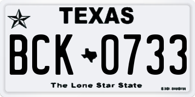 TX license plate BCK0733