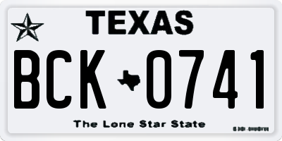 TX license plate BCK0741