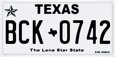 TX license plate BCK0742