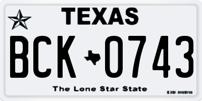 TX license plate BCK0743