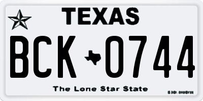 TX license plate BCK0744