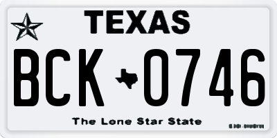 TX license plate BCK0746