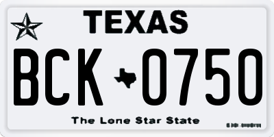 TX license plate BCK0750