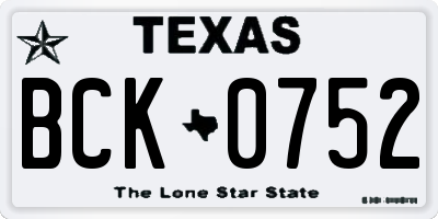 TX license plate BCK0752