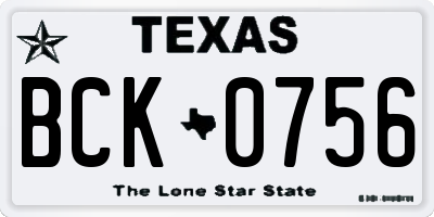 TX license plate BCK0756