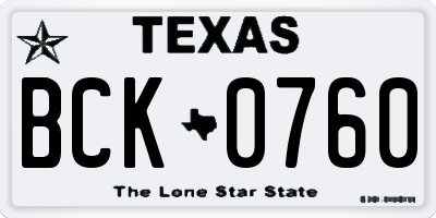 TX license plate BCK0760