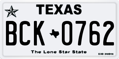 TX license plate BCK0762