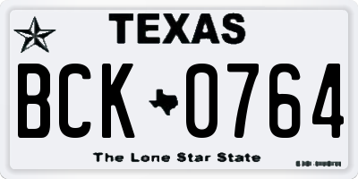 TX license plate BCK0764