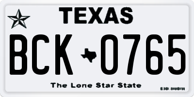 TX license plate BCK0765