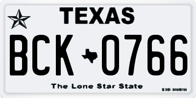 TX license plate BCK0766