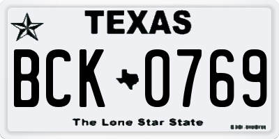 TX license plate BCK0769