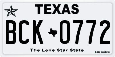 TX license plate BCK0772