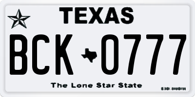 TX license plate BCK0777
