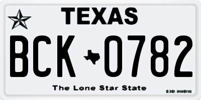 TX license plate BCK0782