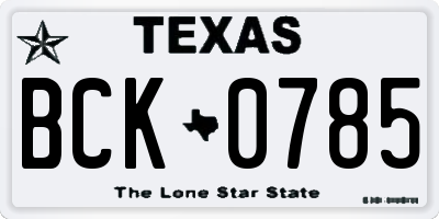 TX license plate BCK0785