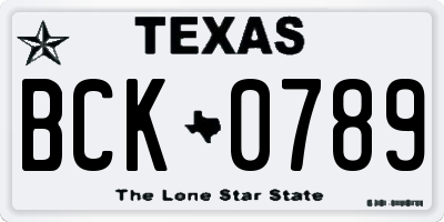 TX license plate BCK0789