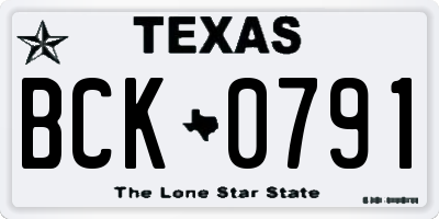 TX license plate BCK0791