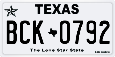 TX license plate BCK0792