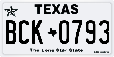 TX license plate BCK0793