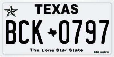 TX license plate BCK0797