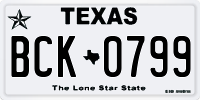 TX license plate BCK0799