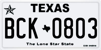 TX license plate BCK0803