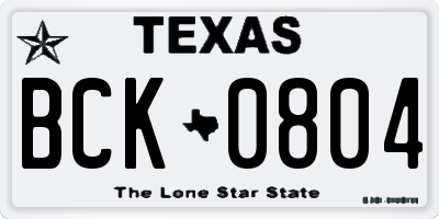 TX license plate BCK0804