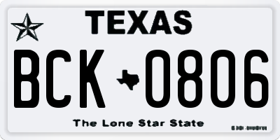 TX license plate BCK0806