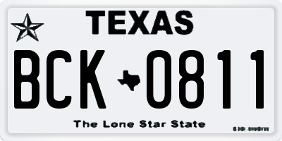 TX license plate BCK0811