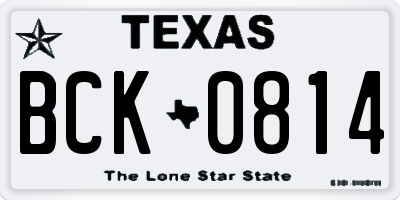 TX license plate BCK0814