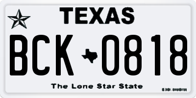 TX license plate BCK0818