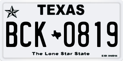 TX license plate BCK0819