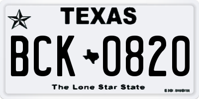 TX license plate BCK0820