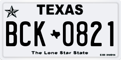 TX license plate BCK0821