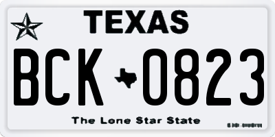 TX license plate BCK0823