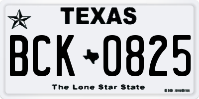 TX license plate BCK0825