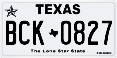 TX license plate BCK0827