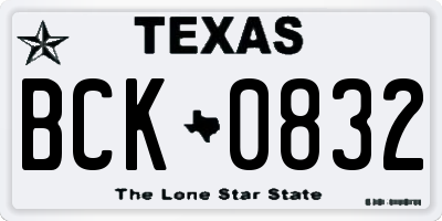 TX license plate BCK0832