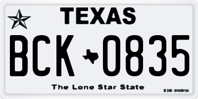 TX license plate BCK0835