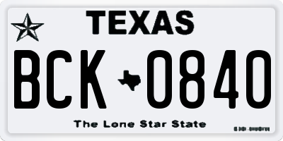 TX license plate BCK0840