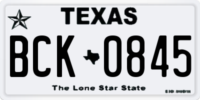 TX license plate BCK0845