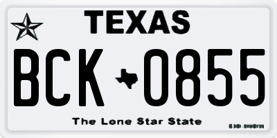 TX license plate BCK0855